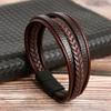 Tendencia de 25 años Diseño de Joyería de Estilo Europeo y Americano Retro Aleación de Zinc Hebilla Magnética Pulsera de Cuero de Vacuno para Hombre Pulsera de Cuero