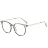 Montura de gafas TR90 ultraligera, montura grande, montura de gafas ajustable, alto valor, alta definición, anti-azul, montura redonda, lente plano