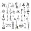 Mezcla 30 Plata Antigua Violín Guitarra Sax Instrumento Musical Nota Colgante Creativo DIY Llavero Collar Joyería