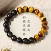 Pulsera de Piedra Ojo de Tigre de Obsidiana de Color Natural Círculo Único Unisex Pulsera de la Fortuna de Piedra Ojo de Tigre Amarillo Estilo de Nicho de Lujo Ligero
