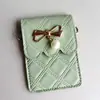Bolsa de Cartão com Laço de Pérola e Diamante para Celular Porta-Cartão Pequena Carteira de Moedas Estilo Chanel