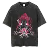 Tamanho Europeu Transfronteiriço Camiseta Vintage Lavada Street Hip-Hop Anime Dragon Ball Estampa de Desenho Gráfico Casual Verão