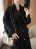 Abrigo de Lana 100% Otoño e Invierno para Mujer, Largo por Encima de la Rodilla, Abrigo de Lana Doble Cara con Cinturón, Holgado, Talla Grande, Abrigo de Cachemira