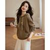 En stock suéter con capucha casual elegante combinable otoño 2023 nuevo estilo coreano suéter básico simple para mujer