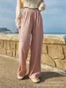 Bolsa transversal feminina de ombro larga, calça de perna larga, calça casual, nova importação europeia e americana da Amazon, confortável, solta, modeladora