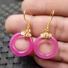 Aretes de jade anillo de jade flor de durazno aretes anillo de jade cuarzo rosa roca aretes de jade aretes de jade aretes
