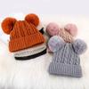 Chapéu feminino inverno adulto forrado com fleece par bola de pelo chapéu de lã pullover chapéu coreano fofo chapéu para frio chapéu de tricô quente personalizado