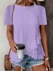 Moda Casual de Mujer de Color Sólido con Cuello Redondo y Manga Corta, Nuevo, Transfronterizo Europeo y Americano, Sitio Independiente de Amazon, Primavera/Verano 2026