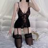 Noite sexy lingerie sexy mulheres paixão colete terno transparente sexy tentação open-end meias de malha geração cabelo