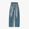 Jeans Reto Slimming Curvo Vintage Novo Primavera/Verão para Mulheres com Cordão de Strass