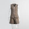 Traje de Chaleco y Shorts de Algodón y Lino Transfronterizo 2025 Verano Nuevo Traje Casual para Mujer