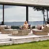 Novo Conjunto de Mesa e Cadeiras de Lazer para Varanda Externa, Sofá de Rattan à Prova d'Água e Resistente ao Sol para Uso em Pátio e Hotel