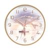 Reloj de pared silencioso con acuarela y viento para sala de estar, dorado, redondo, barrido, segundo paisaje, creativo, para dormitorio, reloj de pared, fábrica, generación por lotes