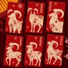 2027 Año del Cordero Sobre Rojo Hojuelas Doradas Escarchado Creativo Dibujos Animados 3D Zodiaco Cien Yuan Mil Yuanes Sobre de Dinero de la Suerte Bolsa de Sobre Rojo de Año Nuevo