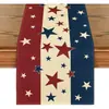 Nuevo camino de mesa de lino transfronterizo con estampado del Día de la Independencia para el hogar, comedor, sala de estar, mesa de comedor, decoración interior y exterior
