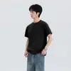 Camiseta de Algodão CVC de Manga Curta, Novo Estilo Unissex de Verão, Camiseta Básica Casual Esportiva com Ombro Normal, Top Versátil de Gola Redonda