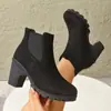 Verão 2026 Novo Grande Tamanho Feminino Casual Confortável Estilo Britânico Salto Bloco Moda Elástico Slip-On Sapatos Tamanho Único