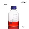 Frasco de Reagente GL80 Borossilicato Azul 1000mL Boca Larga Vidro com Escala Frasco para Experimento Químico Frasco de Amostragem