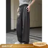 Pantalones de lino ligero color hielo para hombre de verano, con caída, estilo 'old money', sensación relajada, pierna recta casual ancha