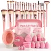Conjunto de Ferramentas de Beleza Multi-Peça Transfronteiriço com 30 Peças: Pincéis de Maquiagem, Esponjas de Pó, Conjunto Grande para Lavagem Facial