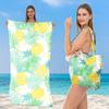Toalha de Praia Duas em Uma com Bolsa Integrada, Toalha de Praia Dobrável para a Praia, Bolsa de Ombro Multifuncional, Toalha Esportiva Estampada