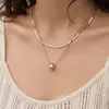 Cadena Hueso de Serpiente Color Conservante de Acero Inoxidable Cadena de Doble Capa Colgante de Gota de Agua Accesorios de Collar para Mujer Sencillo Versátil Para Viajar Acero de Titanio