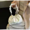 Bolso Mujer 2024 Nuevo Bolso Cubo Sencillo Moda Mujer Trendy Bolso Plegado Bolso Cruzado de Perlas Bolso de Cadena de Color Sólido