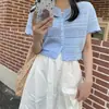 Cardigan de Punto Corto de Manga Corta para Mujer, Encaje Dulce, Solapa Única, Verano 2026, Fresco y Ligeramente Transparente, Estilo Chanel Delgado Calado