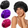 Gorro de satén para dormir de Amazon con logo personalizado, talla, impresión digital, color, gorro para el pelo, gorro de ducha, gorro de dormir de ala ancha, gorro para el cuidado del cabello
