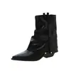 Botas de Punta con Corte Bootcut, Botas de Moda Tendencia para Mujer, Nuevas Botas Vaqueras Occidentales Otoño e Invierno 2026, Botas de Invierno Cómodas con Tacón Cuadrado