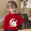 Y2129# nova camiseta casual Coringa para meninas veludo alemão estilo estrangeiro manga longa roupas quentes camiseta básica para bebê