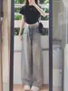 Jeans retro americanos de talla grande con dobladillo deshilachado para mujer, pantalones de verano, holgados y adelgazantes, pantalones rectos de pierna ancha, otros estilos