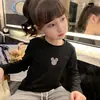 Nueva Camiseta Básica de Manga Larga para Niña 2024 Atuendo de Primavera Top Infantil de Cuello Redondo con Pedrería Camiseta Versátil y Elegante para Niños Pequeños Talla 6