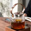 Mesa de Centro para Sala de Estar de Casa, Tetera, Hervidor de Té para Vaporizar, Hervidor con Asa, Portátil Anti-Quemaduras, Madera con Patrón de Madera, Resistente a Altas Temperaturas, Tetera Floral, Venta al por Mayor