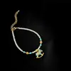 Collar con Colgante Caballo de Troya Gota de Aceite Azul Perla Shijia Cadena de Clavícula de Lujo Ligero Nicho Pulsera de Perlas Dopamina Moda