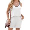 Amazon Europa y Estados Unidos comercio exterior transfronterizo primavera y verano 2025 nuevo contraste de color cuello redondo tirantes bolsillo shorts traje casual mujeres