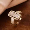 Anillo Geométrico Minimalista de Moda para Mujer, Anillo Abierto Ajustable de Lujo Ligero para el Dedo Índice, Joyería de Mano Personalizada Elegante de Zirconia de Nicho