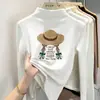 Camiseta de manga comprida com gola alta para meninas, camada base com forro de fleece, novo estilo outono/inverno 2026, top casual infantil com forro de fleece