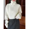 Nuevo Suéter Corto de Punto Coreano para Otoño e Invierno con Cuello Alto y Media Cremallera, Cárdigan de Punto Informal