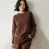 Suéter de punto de cachemira para mujer talla grande, corte holgado, estilo coreano casual, de longitud media, simple, versátil, cálido