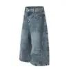 Shorts de Moda para Hombre Estilo Rock con Decoración de Remaches, Mezclilla Lavada Vintage, Corte Holgado Casual
