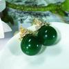 Brincos de calcedônia verde natural redondos de alta qualidade Joker brincos de calcedônia verde clássicos fábrica atacado moda nova