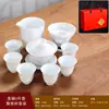 Dehua Porcelana Blanca Gaiwan Kung Fu Juego de Té Tazas para Beber Seis Tazas Regalo Venta al por Mayor Logo Personalizado Empaque Caja de Regalo Artesanía