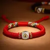 Pulsera de Cuerda Colorida Tejida a Mano con Hilo Rojo con el Buda del Año y las Doce Deidades Guardianas del Zodíaco