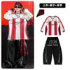 Ropa de Street Dance para Niños Ropa Hip Hop de Moda para Niños Rayas Rojas y Blancas 03 Conjunto de Ropa de Baile Traje de Presentación para Niñas Niños