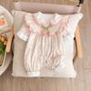 Vestido de primavera para bebê, traje completo para recém-nascidos, menina, para sair, super fofo, estilo estrangeiro, princesa, camada dupla, ha-ha, traje de escalada para primavera e outono
