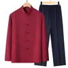 Ropa tradicional de estilo chino para hombres de mediana edad y ancianos, nuevo traje de estilo chino para primavera y otoño, atuendo de verano de manga larga para abuelos, adecuado para edades de 60 a 70 años
