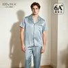Exportación Transfronteriza Pijama de Seda Pesado de 19 mm para Hombre Verano Nuevo Conjunto de Ropa para el Hogar de Manga Corta 100% Seda de Morera