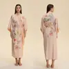 Pijamas de Comercio Exterior para Mujer Verano Estilo Europeo Americano Yaoting Delgado Satín Talla Grande Bata Larga de Manga Larga de Alta Calidad Ropa de Casa para Mujer