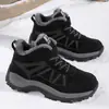 Zapatos de caminar con forro polar para otoño e invierno, para mediana edad y personas mayores, para hombre, punta redonda, cálidos de algodón, zapatos de algodón, para mujer, transfronterizos, talla grande, en stock, burdeos
